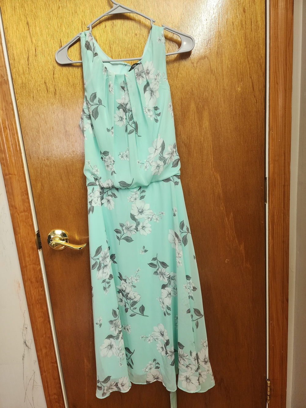 R&K Mint Green Floral Sleeveless Maxi Dress